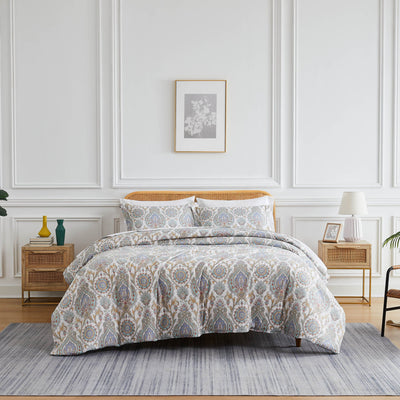 Front View of Boho Paisley Comforter Set in aqua#color_boho-paisley-aqua