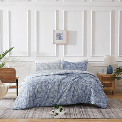 Front View of Perfect Paisley Comforter Set in blue#color_perfect-paisley-blue