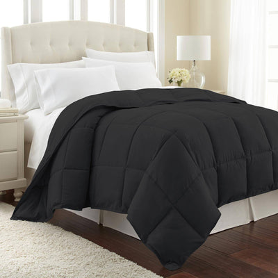 Side View of Vilano Down Alternative Comforter in Black#color_vilano-black