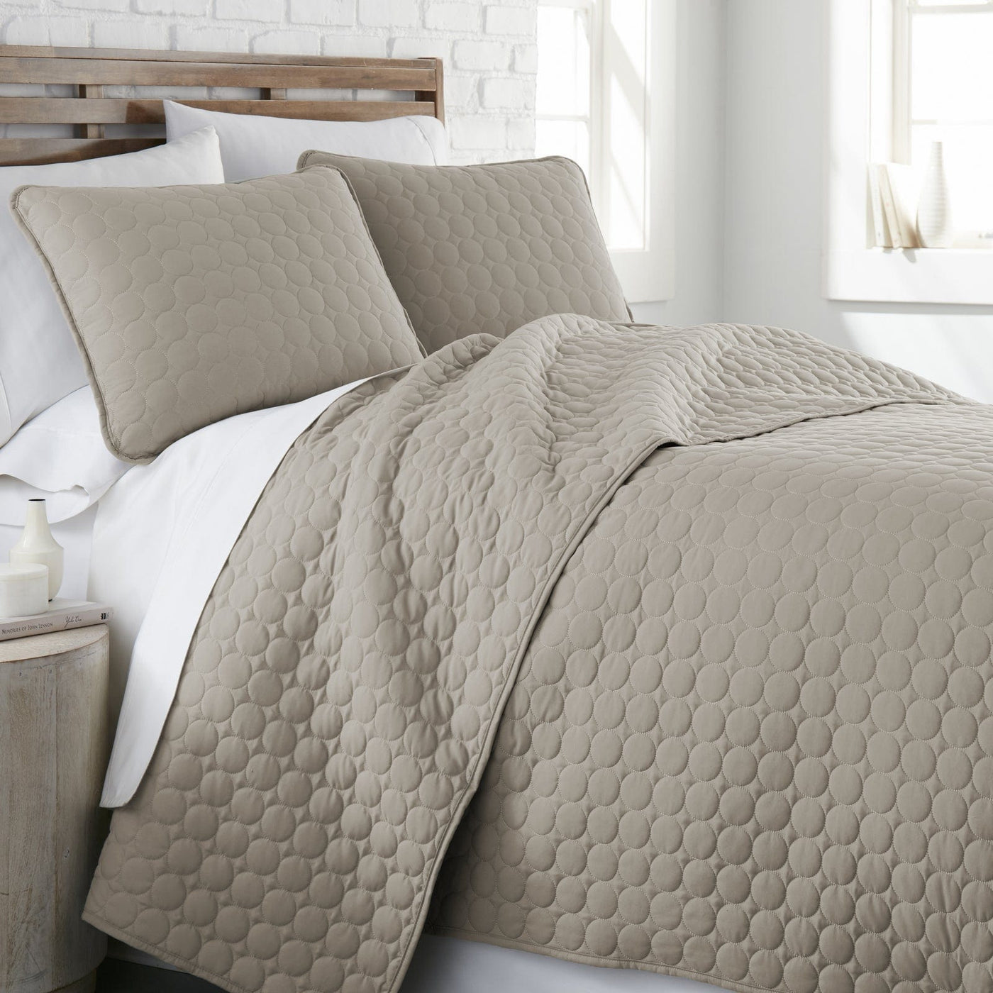 Side View of Southshore Essentials Quilt Set in Taupe#color_sandy-taupe