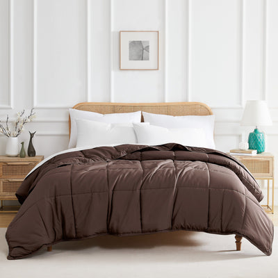 Front View of Vilano Down Alternative Comforter in brown#color_vilano-brown