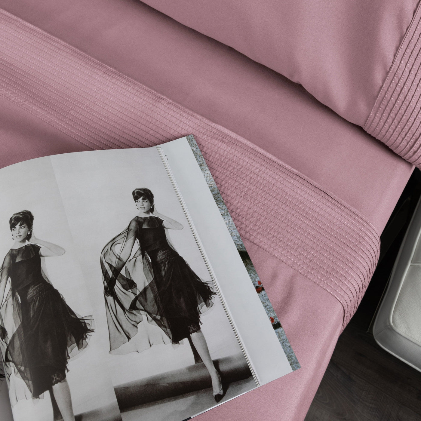 Fashion Magazine on Vilano Extra Deep Pocket Pleated Sheet Set in Lavender#color_vilano-lavender