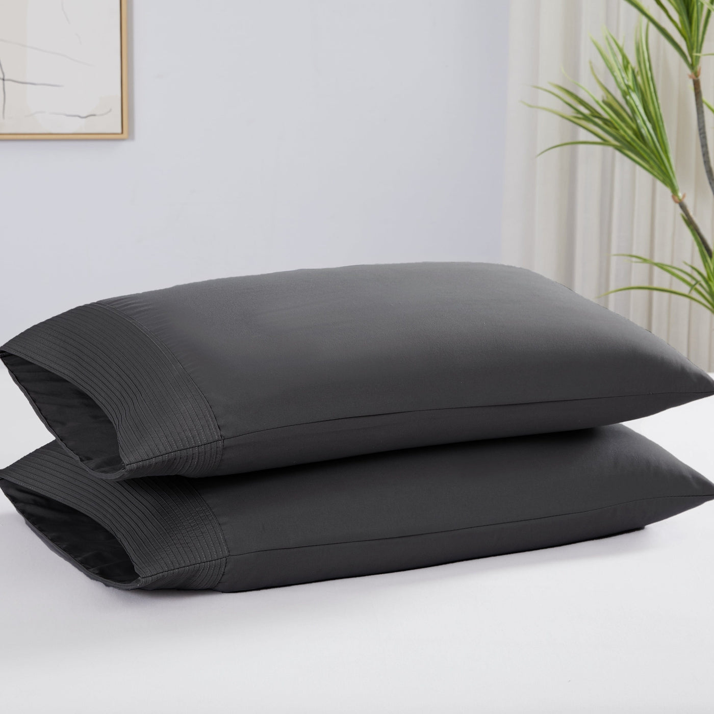 Two Vilano Pleated Pillow Cases in Slate Stack Together#color_vilano-slate