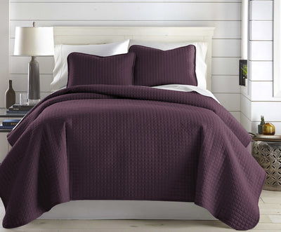 Front View of Vilano Oversized Quilt Set in Purple #color_vilano-purple