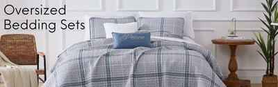 Oversized 6-Piece Bedding Sets, Vilano Plaid in Gray shown on the image