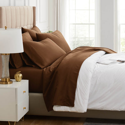 Side View of Everyday Essentials 6-Piece Sheet Set in Black#color_brown