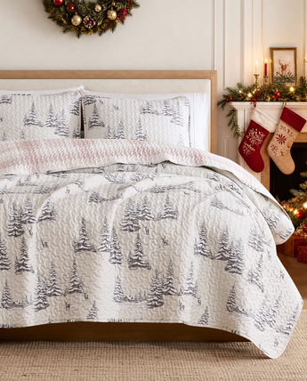 Frosted Pines Reversible Quilt Set