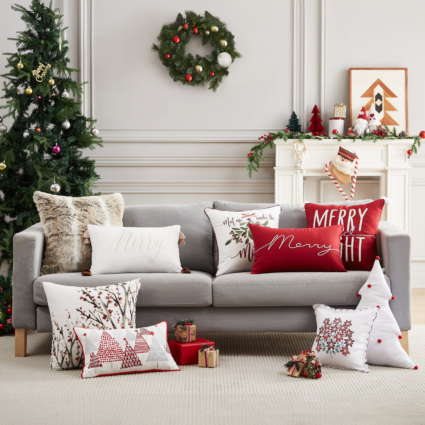 White Christmas 2-Piece Throw Pillow Set