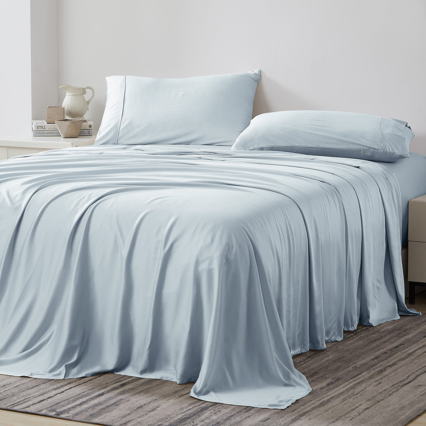 MIA Bamboo Fitted Sheet – Deep Pocket 30cm, Breathable Hypoallergenic, Single/Double/King, White
