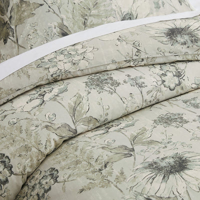 Details and Print of Skye Cotton Duvet Cover Set in Natural#color_skye-natural