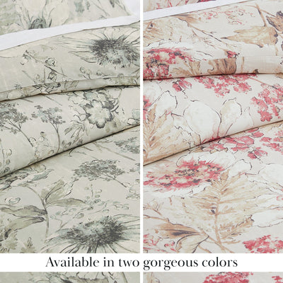 Details and Print of Skye Cotton Duvet Cover Set in Natural#color_all