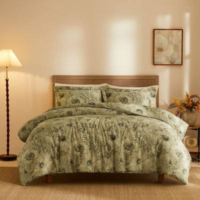 Front  Afternoon View of Skye Cotton Duvet Cover Set in Natural#color_skye-natural