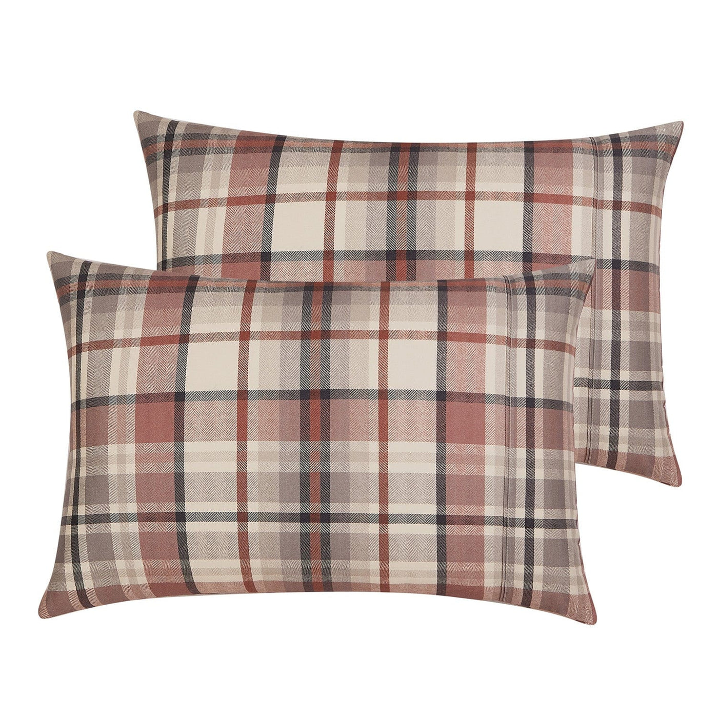 Stack of Highland Cotton Sheet Set in Rust#color_highland-rust