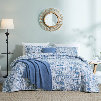 Front View of Rhythm 5-Piece Duvet Cover Set in blue#color_rhythm-blue