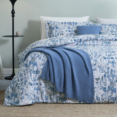 Front View of Rhythm 5-Piece Duvet Cover Set in blue#color_rhythm-blue