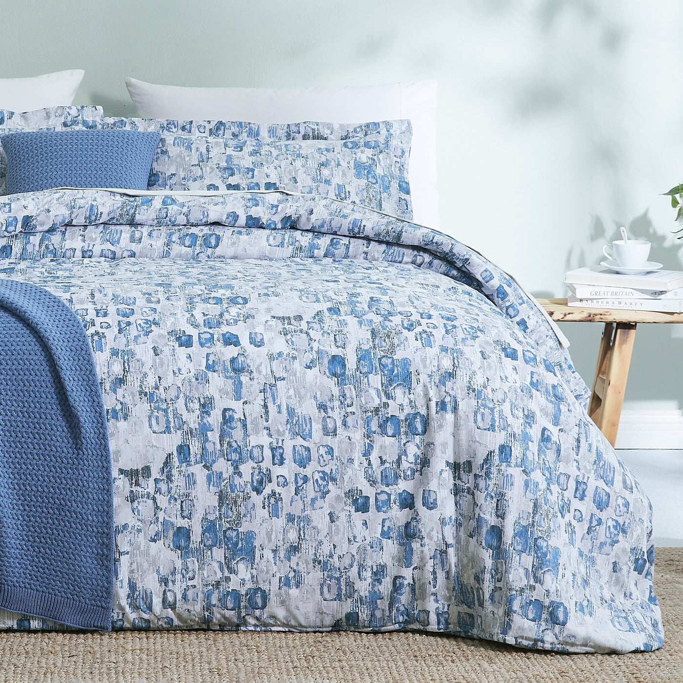 Front View of Rhythm 5-Piece Duvet Cover in blue#color_rhythm-blue