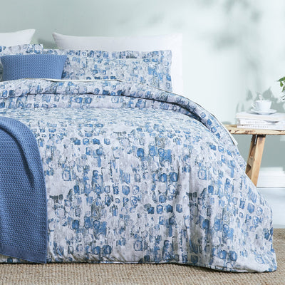 Front View of Rhythm 5-Piece Duvet Cover in blue#color_rhythm-blue