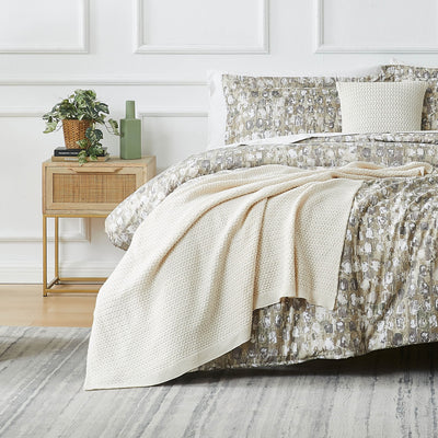 Front View of Rhythm 5-Piece Duvet Cover in taupe#color_rhythm-taupe