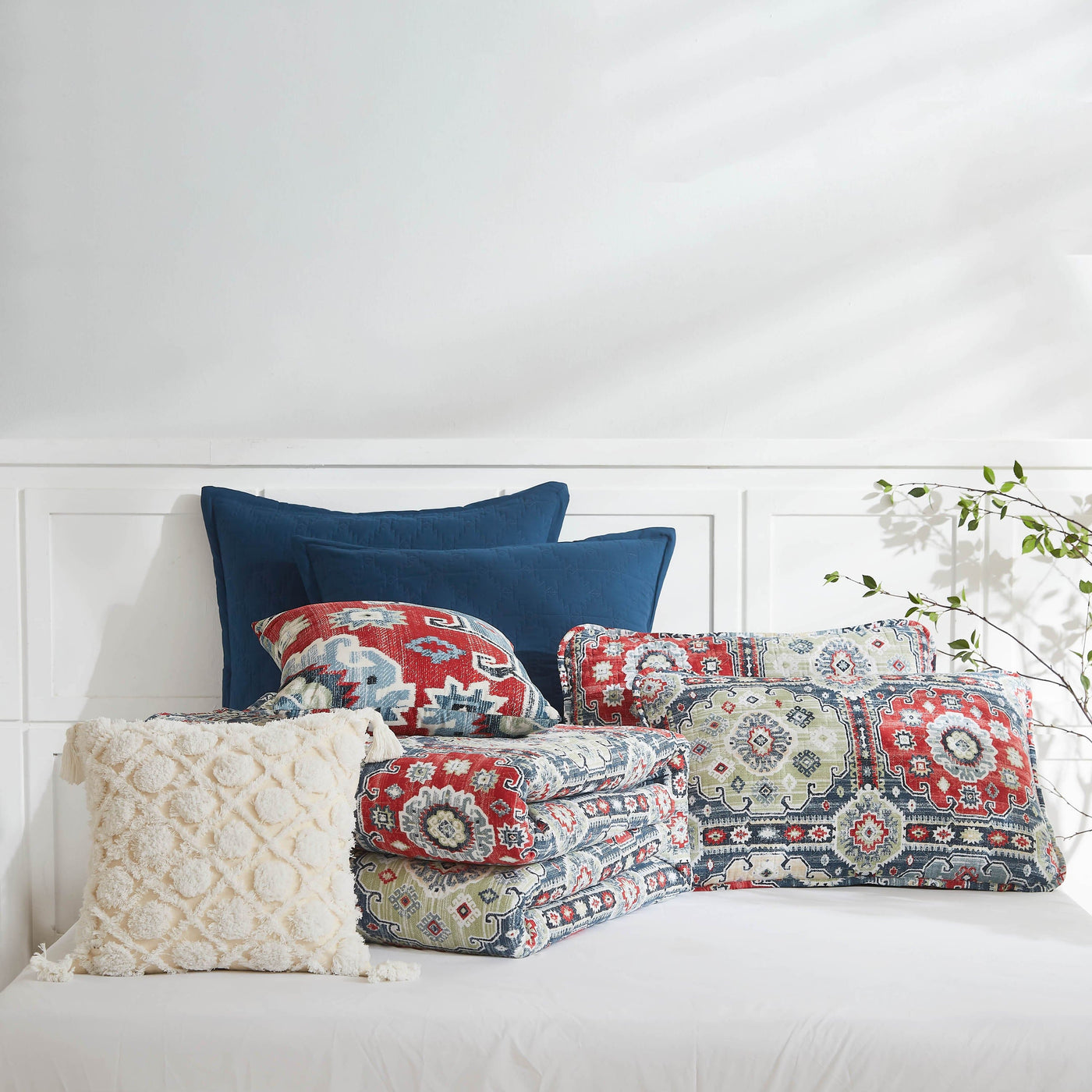 Stack Image of Kilim Oversized 7-Piece Quilt Set in multi-colored#color_kilim-multi-colored