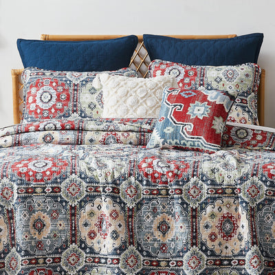 Front View of Kilim Oversized 7-Piece Quilt Set in multi-colored#color_kilim-multi-colored