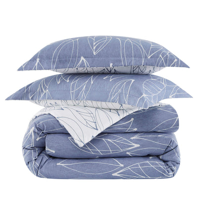 Stack Image of Reversible Modern Foliage Comforter Set in Blue#color_modern-foliage-blue