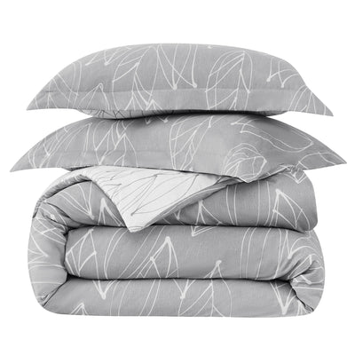 Stack Image of Reversible Modern Foliage Comforter Set in Grey#color_modern-foliage-grey