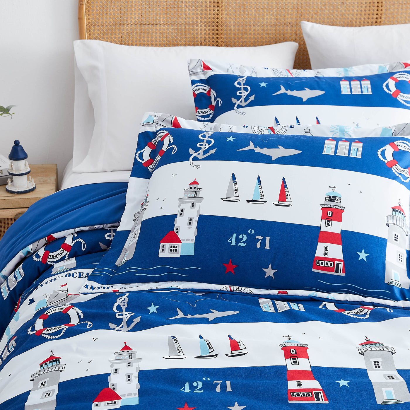 Details and Prints of Atlantic Comforter Set #color_atlantic-blue