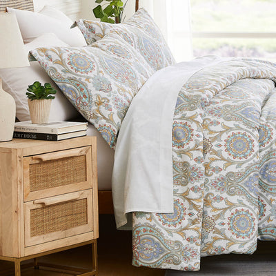 Side View of Boho Paisley Comforter Set in aqua#color_boho-paisley-aqua