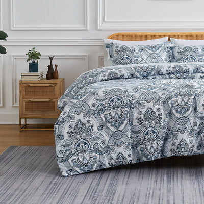 Front View of Enchantment Comforter Set in blue#color_enchantment-blue