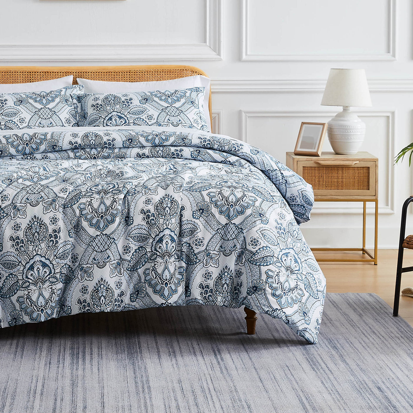 Front View of Enchantment Comforter Set in blue#color_enchantment-blue