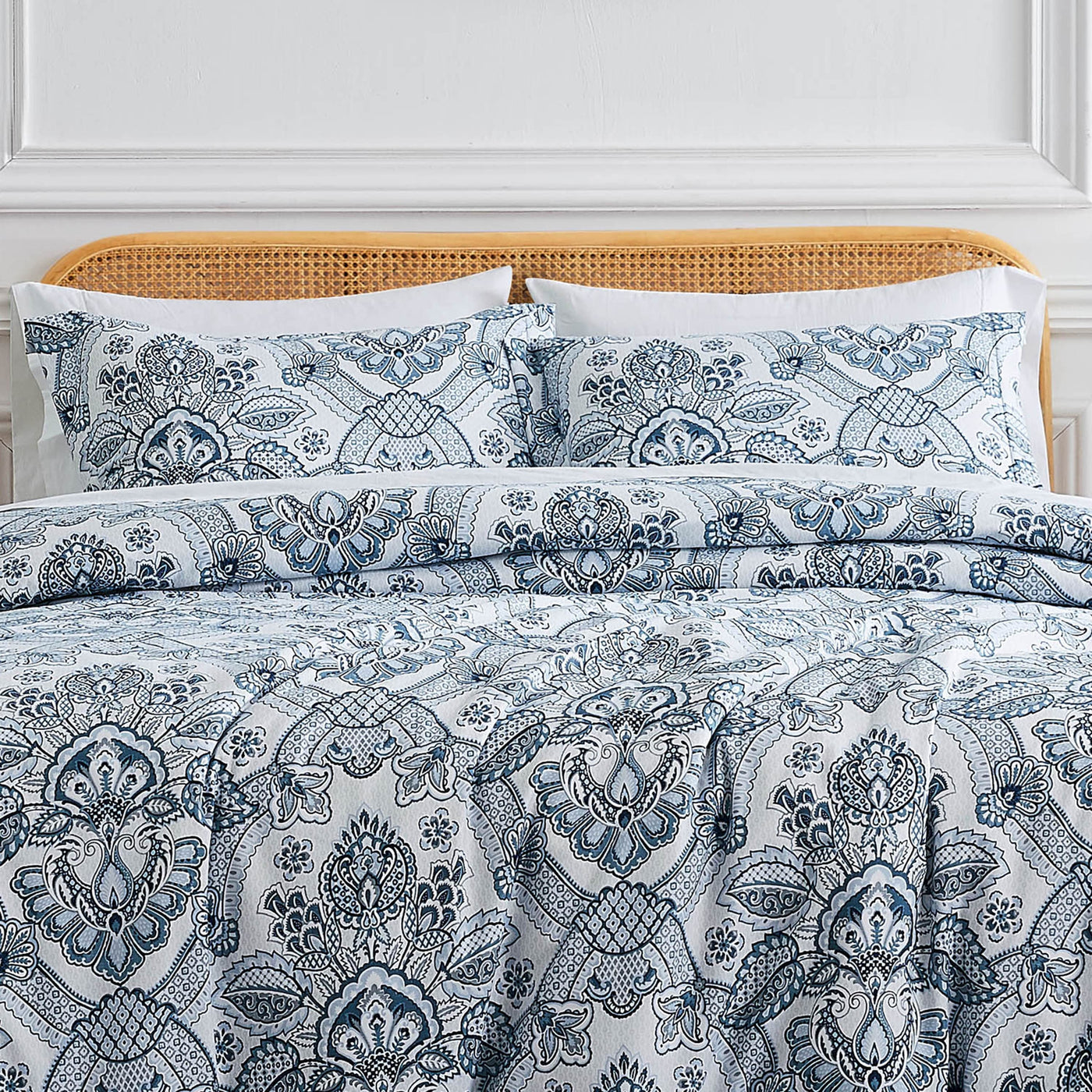 Front View of Enchantment Comforter Set in blue#color_echantment-blue