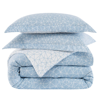 Stack Image of Reversible Geometric Maze Comforter Set in blue#color_geometric-maze-blue