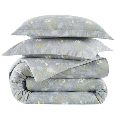 Stack Image of Infinite Blossom Comforter Set in Steel Blue#color_infinite-blossom-steel-blue