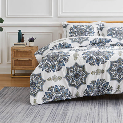 Front View of Infinity Comforter Set in blue#color_infinity-blue