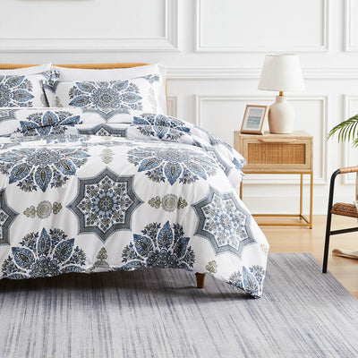 Front View of Infinity Comforter Set in blue#color_infinity-blue
