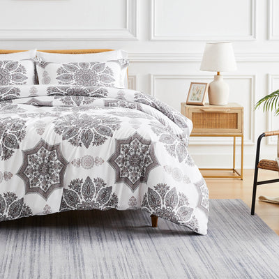 Front View of Infinity Comforter Set in grey#color_infinity-grey