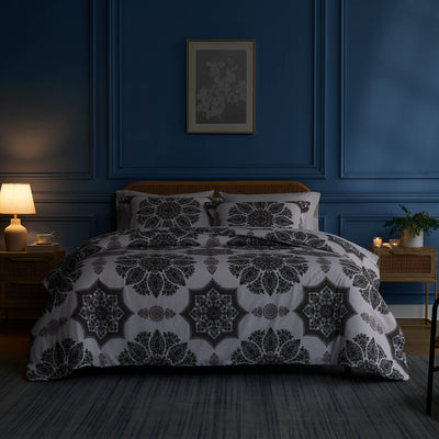 Front View of Infinity Comforter Set in grey#color_infinity-grey