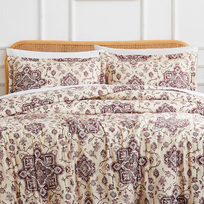 Front View of Persia Oversized Comforter Set in Eggplant#color_persia-eggplant