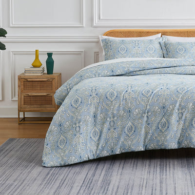 Front View of Paisley Grace Comforter Set in blue#color_paisley-grace-blue