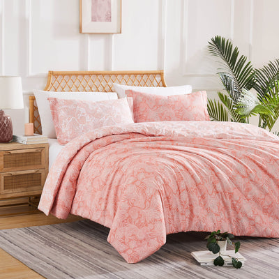 Angled View of Perfect Paisley Comforter Set in coral#color_perfect-paisley-coral
