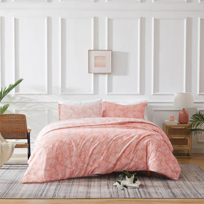 Front View of Perfect Paisley Comforter Set in coral#color_perfect-paisley-coral