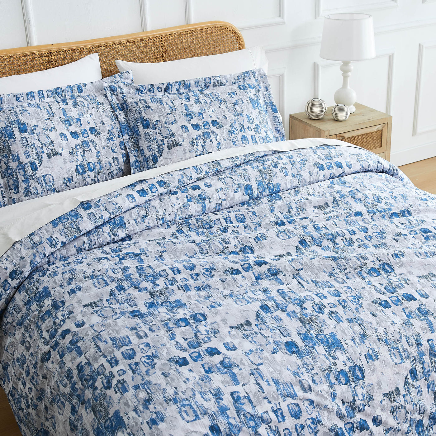 Angled Top View of Rhythm Comforter Set in blue#color_rhythm-blue