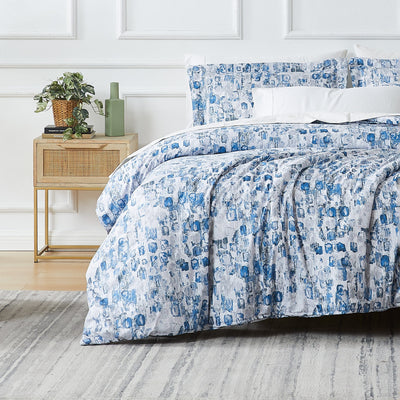 Front View of Rhythm Comforter Set in blue#color_rhythm-blue