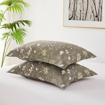 Detailed Shams Image of Secret Meadow Comforter Set in olive-brown#color_secret-meadow-olive-brown