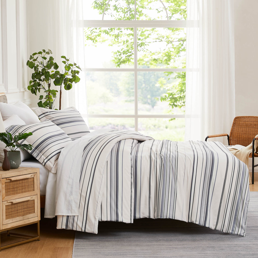 Coastal Stripes Comforter Set, Coastal Grey / King / California King, image size:1080x1080