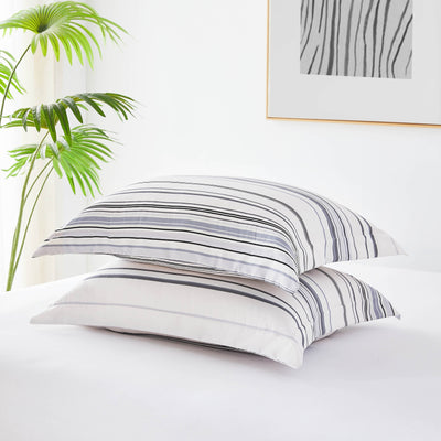 Detailed Shams Image of Coastal Stripes Comforter Set in grey#color_coastal-grey