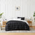 Front View of Urban Grid Reversible Comforter Set #color_urban-grid-black