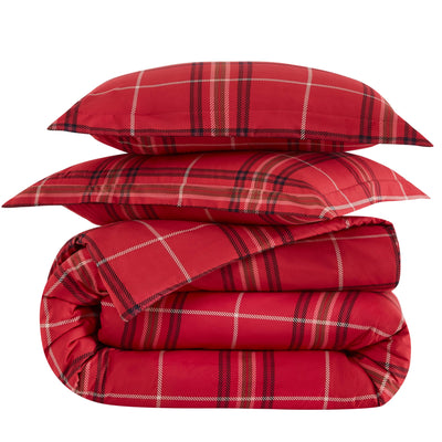 Stack Image of Vilano Plaid Comforter Set in red#color_plaid-red