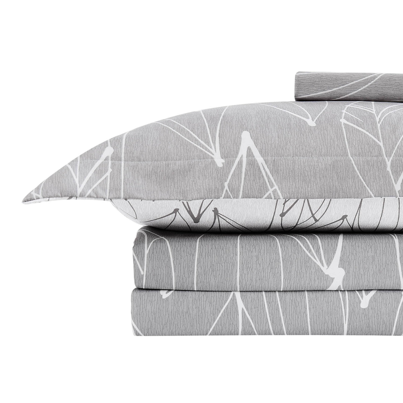 Stack Image of Reversible Modern Foliage Duvet Cover Set  in Grey#color_modern-foliage-grey