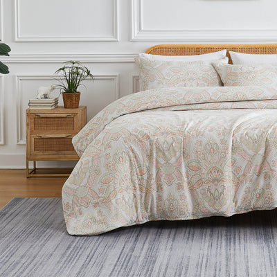 Front View of Enchantment Duvet Cover in coral#color_enchantment-coral